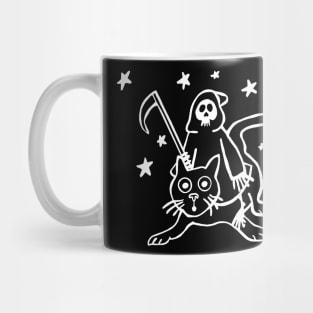 Grim Reaper Black Cat with Stars Mug